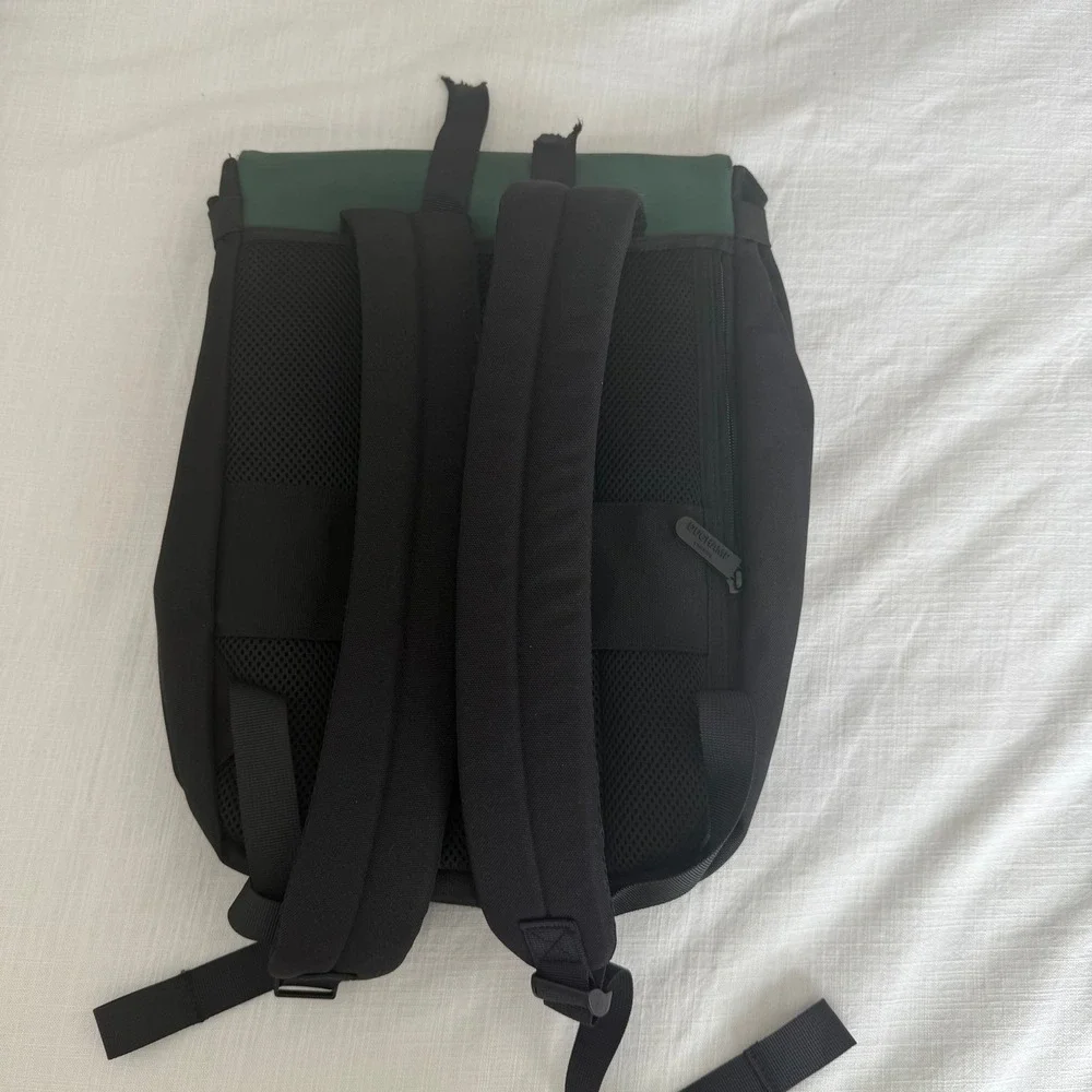 Duchamp London Backpack Green Black‎ Flap School Travel Bag - DEFECT